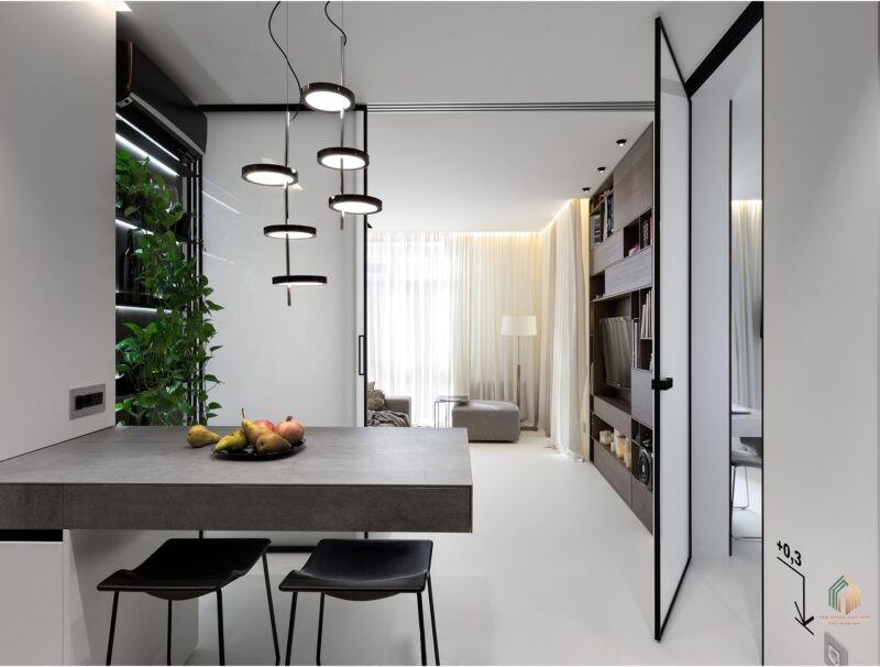 Vách ngăn phòng thông minh, nội thất căn hộ Studio